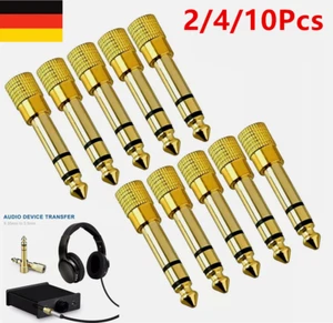 Klinken Adapter 3,5mm Buchse auf 6,35mm Stecker Stereo AUDIO HIFI voll vergoldet - Picture 1 of 18