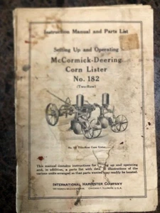 Vintage 1940 McCormick-Deering Corn Lister 182 Operators Manual - Picture 1 of 2