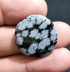 Excellent AA+21.30 Crt Snowflake Obsidian Round Shape Loose Gemstone For Jewelry - Picture 1 of 4