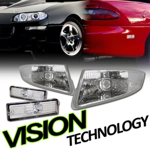 Chrome Front Parking Bumper Lights+Rear Side Marker K2 For 93-02 Chevy Camaro - Picture 1 of 2