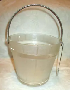 Vintage ~ Eichenfassförmiger Glaseimer ~ gehämmerter Metallgriff ~ Zangen ~ 1950-1960er - Bild 1 von 12