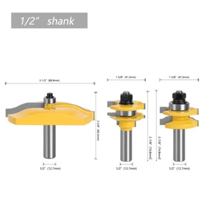Joint Rail & Stile Router Bit Tongue&Groove 1/2 12mm Shank Cutter 3-1/2 1-5/8" - Picture 1 of 15