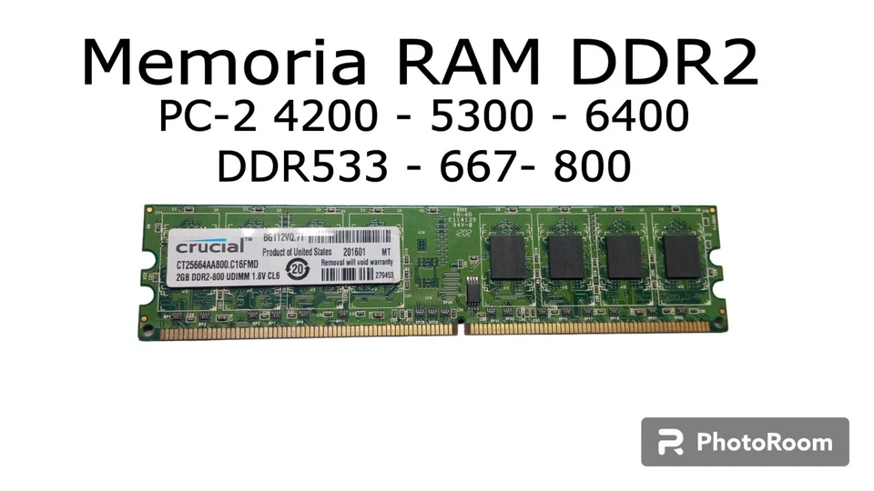Memoria RAM DDR2 PC2 4200, 5300, 6400 - DDR533, 667, 800 - 1 GB - 2 GB - Immagine 1 di 1