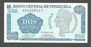 Venezuela 2 Bolivares 5.10.1989; UNC; P-69; BNB-B341a; Simon Bolivar - Picture 1 of 2