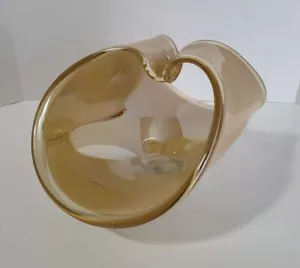 Schöner halbtransparenter venezianischer Kunstglaskorb Murano karamellfarben - Bild 1 von 12