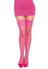 Women's Hot Pink Lace Top Thigh High Fishnet Stockings