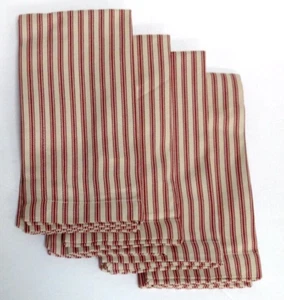 Set 4 Pottery Barn Ticking Stripe dinner cotton Napkins 20x20 Cranberry Red - Picture 1 of 5