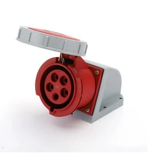 16 Amp 5 Pin Wall Mount Industrial Site Socket electric hook up cable lead - Picture 1 of 2