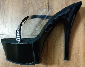 Pleaser SIENNA B5 Stilettos. Black platforms with diamante feature US SIZES - Picture 1 of 11