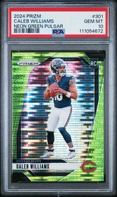 Panini Prizm Caleb Williams 301 2024 Pulsar verde neón PSA 10 Rookie RC Foto 1 de 2