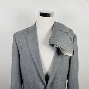 J Crew Thompson 42L Suit 34x32 Flat Front Wool Blend Gray Two Button Vented - Picture 1 of 12