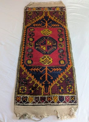 Turko-Caucasian Nomadic Kazak Runner Prayer Rug Handmade Antique Wool Textile - Image 1 of 4