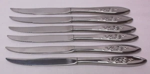 Oneida Community Stainless My Rose Steak Knives Group of 6 - Picture 1 of 2