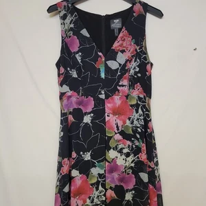 Adrianna Papell Size 6 Jumpsuit Floral Print Chiffon Overlay - Picture 1 of 11