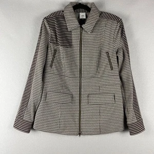 CAbi Houndstooth Baron Blazer Jacket Womens Medium Brown Preppy Academia #4496 - Picture 1 of 19