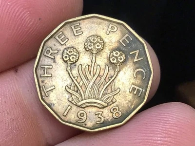 Gran Bretaña 1938 3 peniques tres peniques KM# 849, SEGUNDA GUERRA MUNDIAL, 1 moneda Foto 1 de 2
