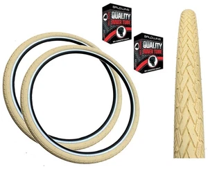 Baldys 700 x 38c CREAM Hybrid Trekking Slick Road Cycle Bike TYREs TUBEs - Picture 1 of 17