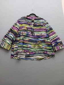 IC Women's Jacket 3X Multicolor Blazer Striped - Picture 1 of 11