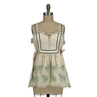 Vintage Y2K Anna Sui Embroidered Sleeveless Ruffle Pepum Blouse Top size 8 - Image 1 of 4