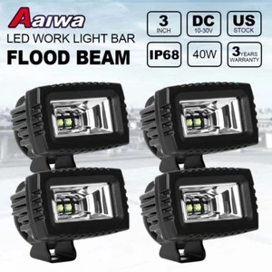 4x 3inch 40W LED Work Light Cube Pods FLOOD Driving Driving Fog Lamp Offroad ATV - Picture 1 of 9