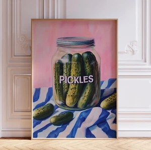 Rosa und blau Einlegeglas Küche Wandkunstdruck - Bild 1 von 6