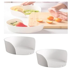 Open Type Side Dishes Tray White Fruit Cleaning Tray for Under Chopping Board - Picture 1 of 9