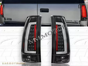88-98 LUCES TRASERAS GMC CHEVY CK TAMAÑO COMPLETO 92-99 TAHOE SUBURBANO YUKON NEGRAS C BAR - Imagen 1 de 4