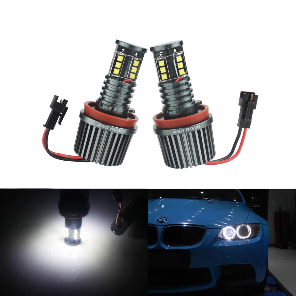 2x 60W Angel Eyes LED Phare Avant Pour BMW E82 E87 E88 E84 X1 E70 X5 E72 E89 Z4 - Photo 1/4