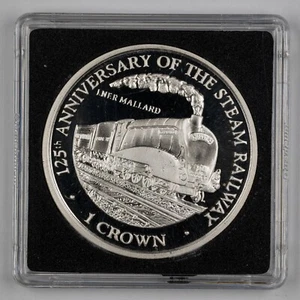 1998 Isle of Man Anniv. of Steam Railway Mallard crown silver proof - Picture 1 of 5