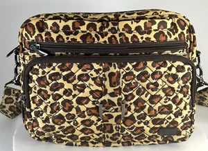 LUG Carousel XL Leopard Print Crossbody Bag Purse Travel + Zip Pouch Brown Gold - Bild 1 von 11