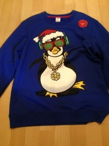 Christmas penguin Holiday Fleece crew sweatshirt kids children shirt with lights - Picture 1 of 1