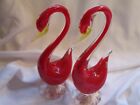 VINTAGE RED AND YELLOW CASED WITH CLEAR HAND BLOWN SWANS FROM MURANO ~ STUNNING