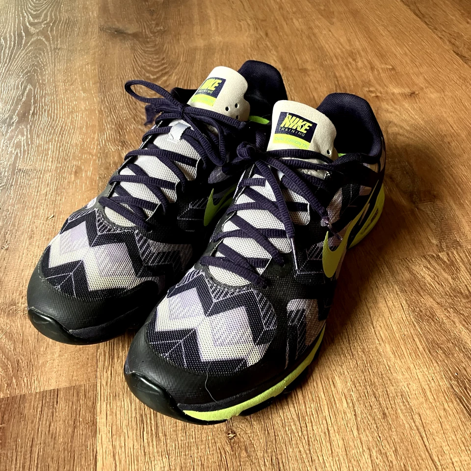 耐克 Dual Fusion TR Cross 训练跑步鞋女式 10 紫色绿色 — 第 1/4 张图片