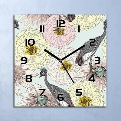 Horloge Murale En Verre moderne Pastel héron lumière rose 30x30 - Photo 1/4