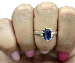 Kyanite Ring, Size R 1/2, Oval Facet, 3.4 carats, Sterling Silver - Picture 1 of 6