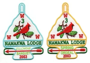 OA Nawakwa Lodge 3 Activity Patch Lot of 2, 2003 Spring Ordeal/Fellowship Banq. - Picture 1 of 1