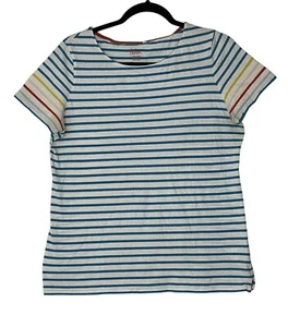 Boden Shirt Women 10 Multi Colored Short Sleeve Blouse Crew Neck Striped Top - Picture 1 of 7