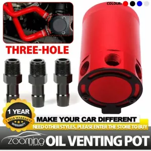 Universal 3-Port Oil Catch/Can/Tank/Reservoir Air-Oil Separator Racing Baffled - Bild 1 von 10