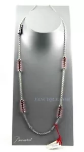 BACCARAT JEWELRY TORSADE STERLING SILVER LONG PINK NECKLACE PENDANT NEW FRANCE - Picture 1 of 9
