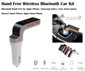 WirelessHands Free Bluetooth Car Kit FM Transmitter Car Charger USB Music Player - Bild 1 von 3