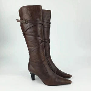 Clarks Boots Brown Leather Knee Heels Size 6 - Picture 1 of 19