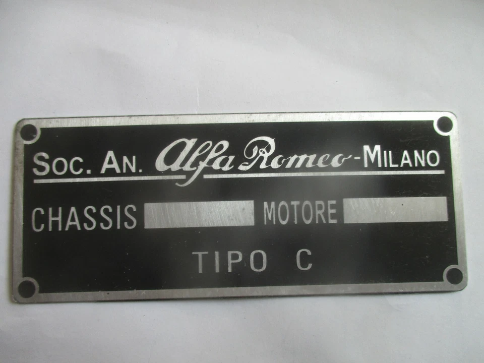 Placa de identificación Alfa Romeo Placa 6C 8C 4C 1750 2300 4 6 8 Tipo C Foto 1 de 1