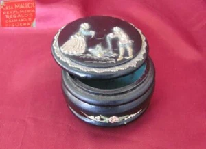 19C ANTIQUE VICTORIAN HAND PAINTED WOODEN JEWELRY TRINKET BOX - Picture 1 of 10