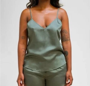 Ettitude Moss Green Bamboo Sateen Cami PJ Top Size Medium - Picture 1 of 6
