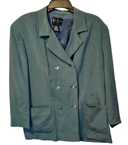 Via Seta Studio Womens 2 Piece Suit Set 14/44 Double Breasted Jacket & Pants - Picture 1 of 7