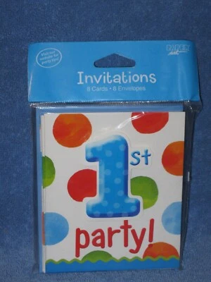 (6 packages of 8) 1st Party Invitations + Envelopes Big Dots Design Boy Sealed!! - Image 1 of 4