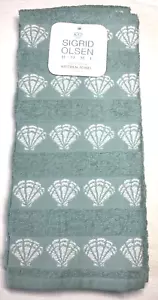 SIGRID OLSEN HOME KITCHEN TOWELS (3) COQUINA SHELLS BLUE 100% COTTON NWT - Picture 1 of 3