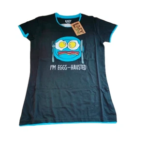 2 x Lazyone Women Pyjama Tops PJ T-Shirts Nightwear Nightshirt Cotton Egg MIX - Picture 1 of 3