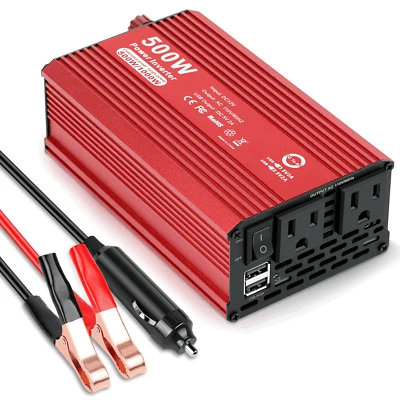 Car Vehicle Power Inverter 1000W Peak DC 12V to AC 110V 120V Converter 2 AC USB
