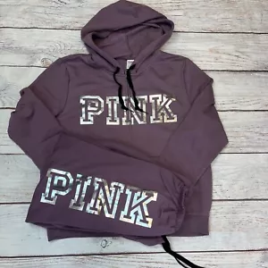 Victoria's Secret PINK Foil Full Zip Hoodie + Classic Pants Set Mauve Ice XL NWT - Picture 1 of 10